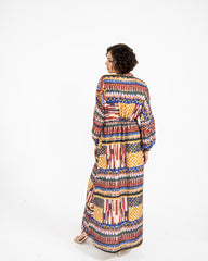PRINTED LINEN DRESS-MIXED
