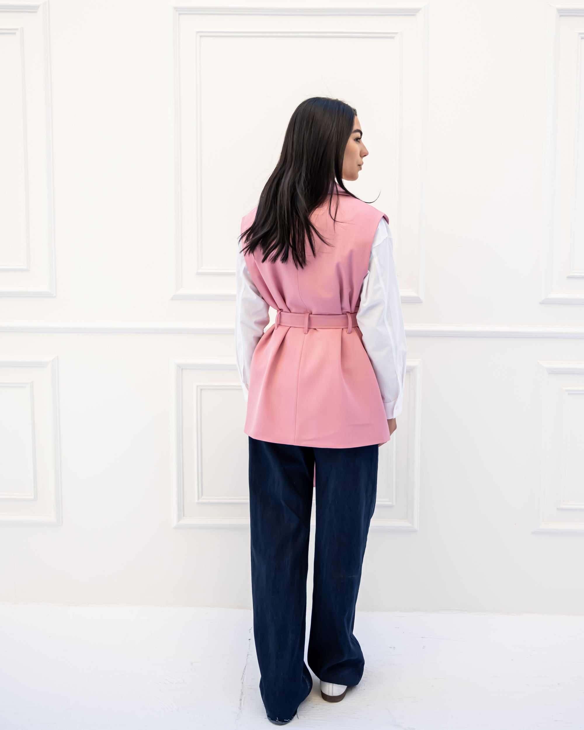 SLEEVELESS BLAZER-PINK