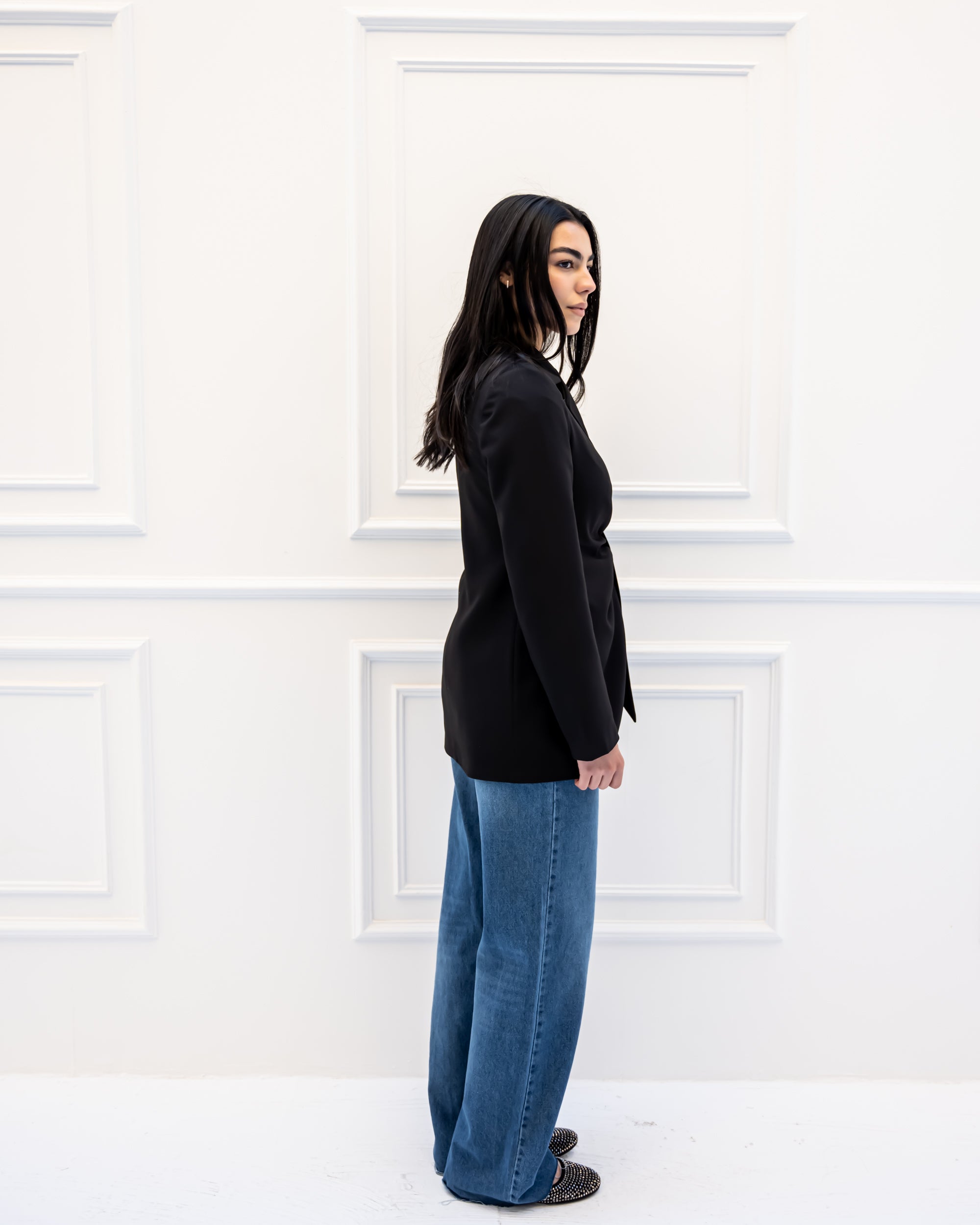 WRAPPED FORMAL BLAZER -BLACK