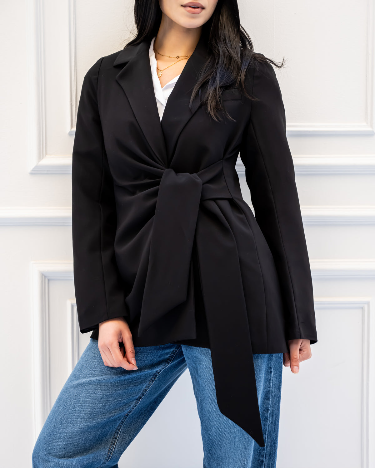 WRAPPED FORMAL BLAZER -BLACK