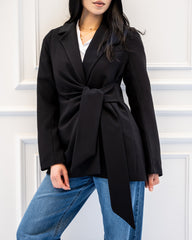 WRAPPED FORMAL BLAZER -BLACK