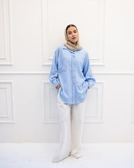 OVERSIZED LINEN SHIRT-BABY BLUE