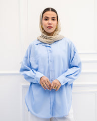 OVERSIZED LINEN SHIRT-BABY BLUE