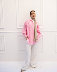 OVERSIZED LINEN SHIRT-PINK