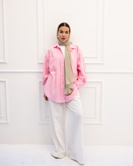 OVERSIZED LINEN SHIRT-PINK