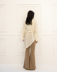 HIGH LOW CUTWORK BLOUSE-Light BEIGE