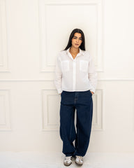 BALLOON DENIM PANT-BLUE BLACK