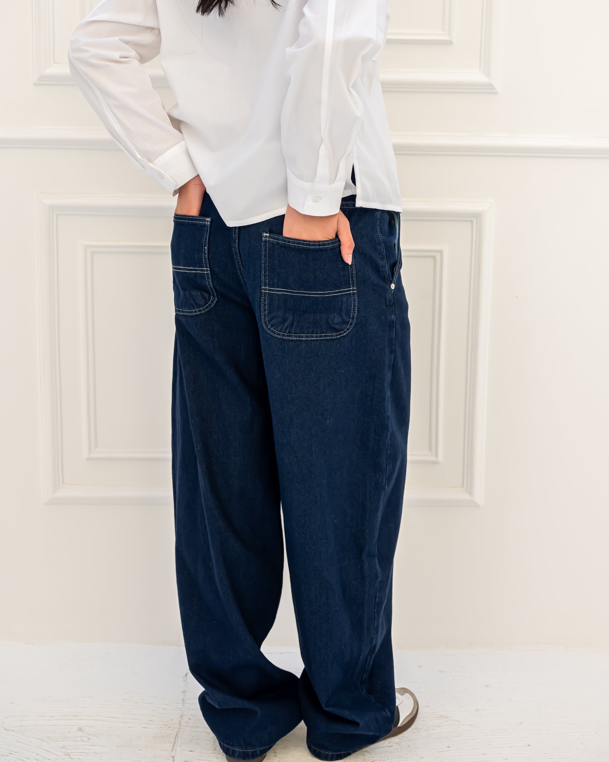 BALLOON DENIM PANT-BLUE BLACK