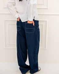 BALLOON DENIM PANT-BLUE BLACK