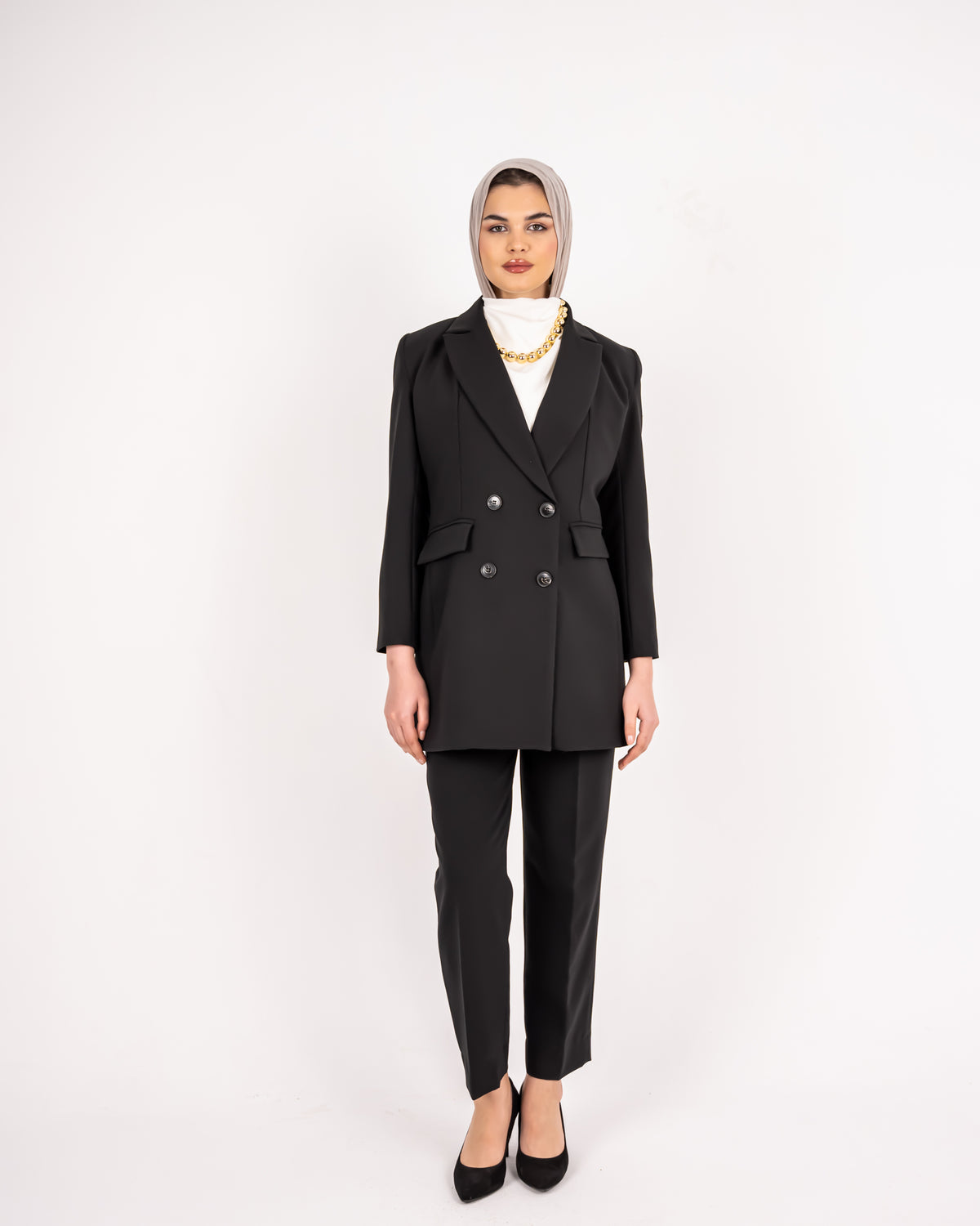 LONG FORMAL BLAZER -BLACK