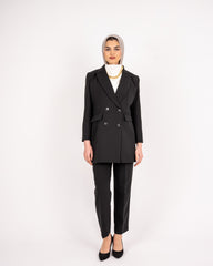LONG FORMAL BLAZER -BLACK
