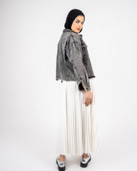 SLEEVELESS PLISSE DRESS-WHITE