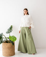 GABARDINE WIDE LEG PANTS
