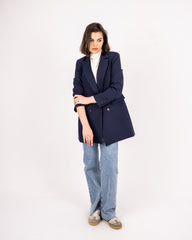 LONG FORMAL BLAZER -BLUE BLACK