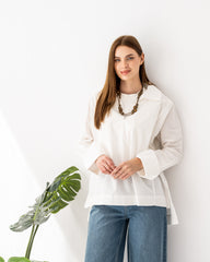 PLAIN OVERSIZED BLOUSE -OFF WHITE