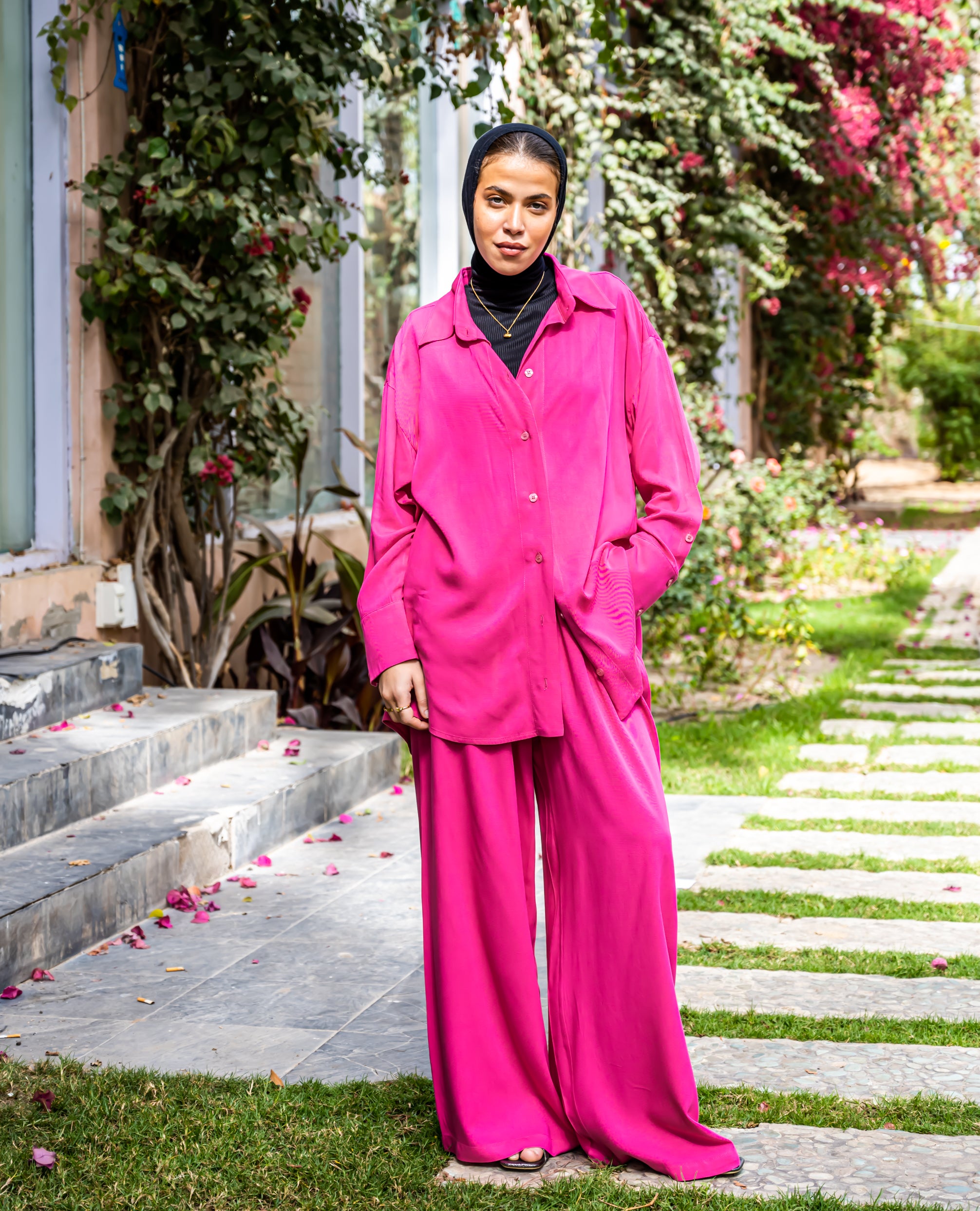 PLAIN COTTON PANTS-FOSHIA