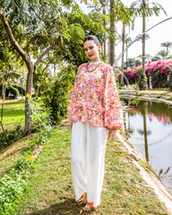 OVERSIZED PRINTED BLOUSE-ORANGE