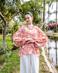 OVERSIZED PRINTED BLOUSE-ORANGE