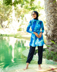 wide leg swimpant-BLUE BLACK  ( PANTS ONLY )