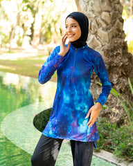 long nylon swimshirt-OCEAN BLUE