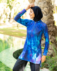 long nylon swimshirt-OCEAN BLUE