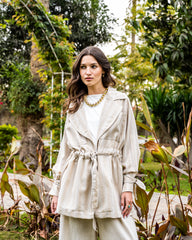 STRIPPED LINEN JACKET -PAIGE