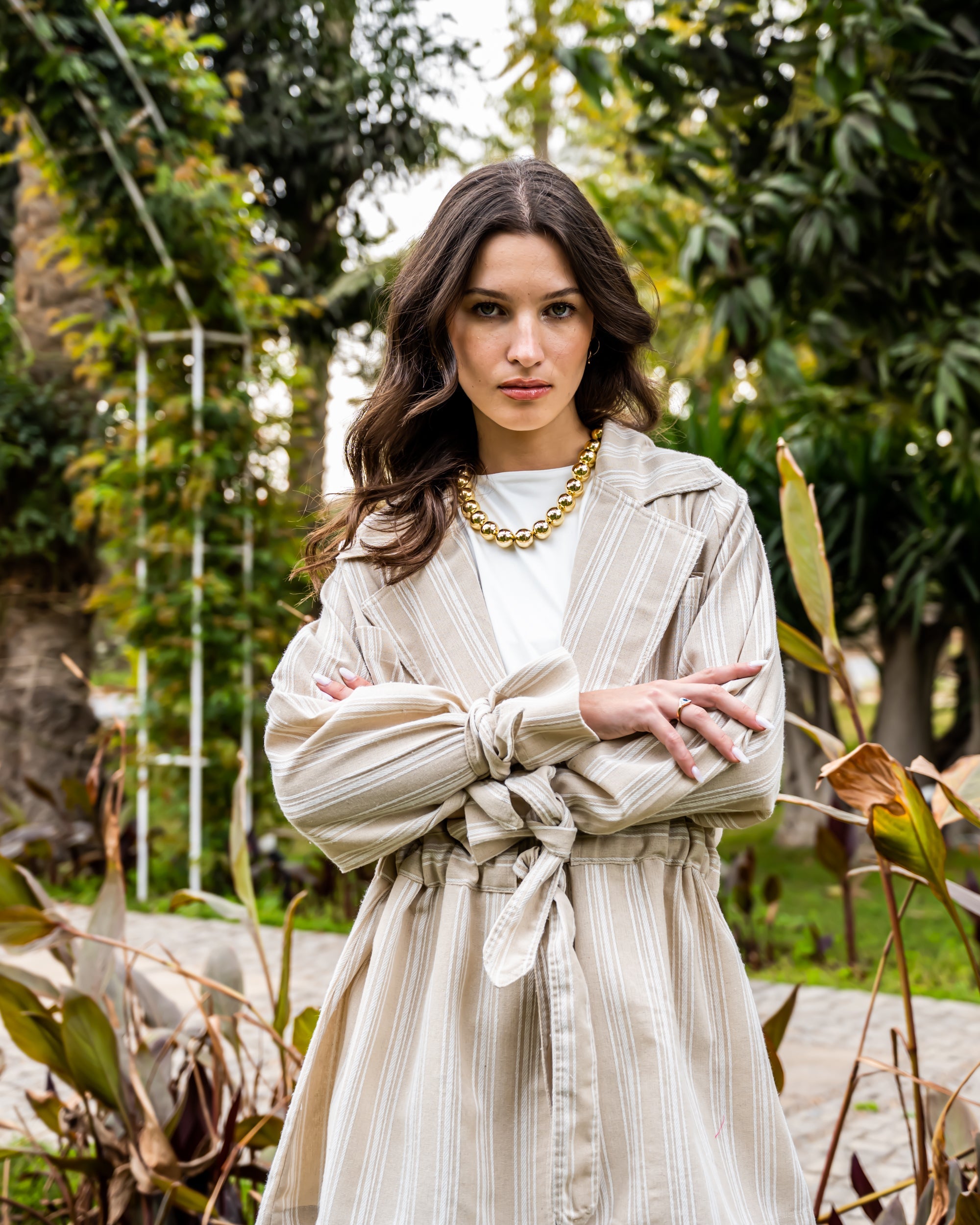 STRIPPED LINEN JACKET -PAIGE