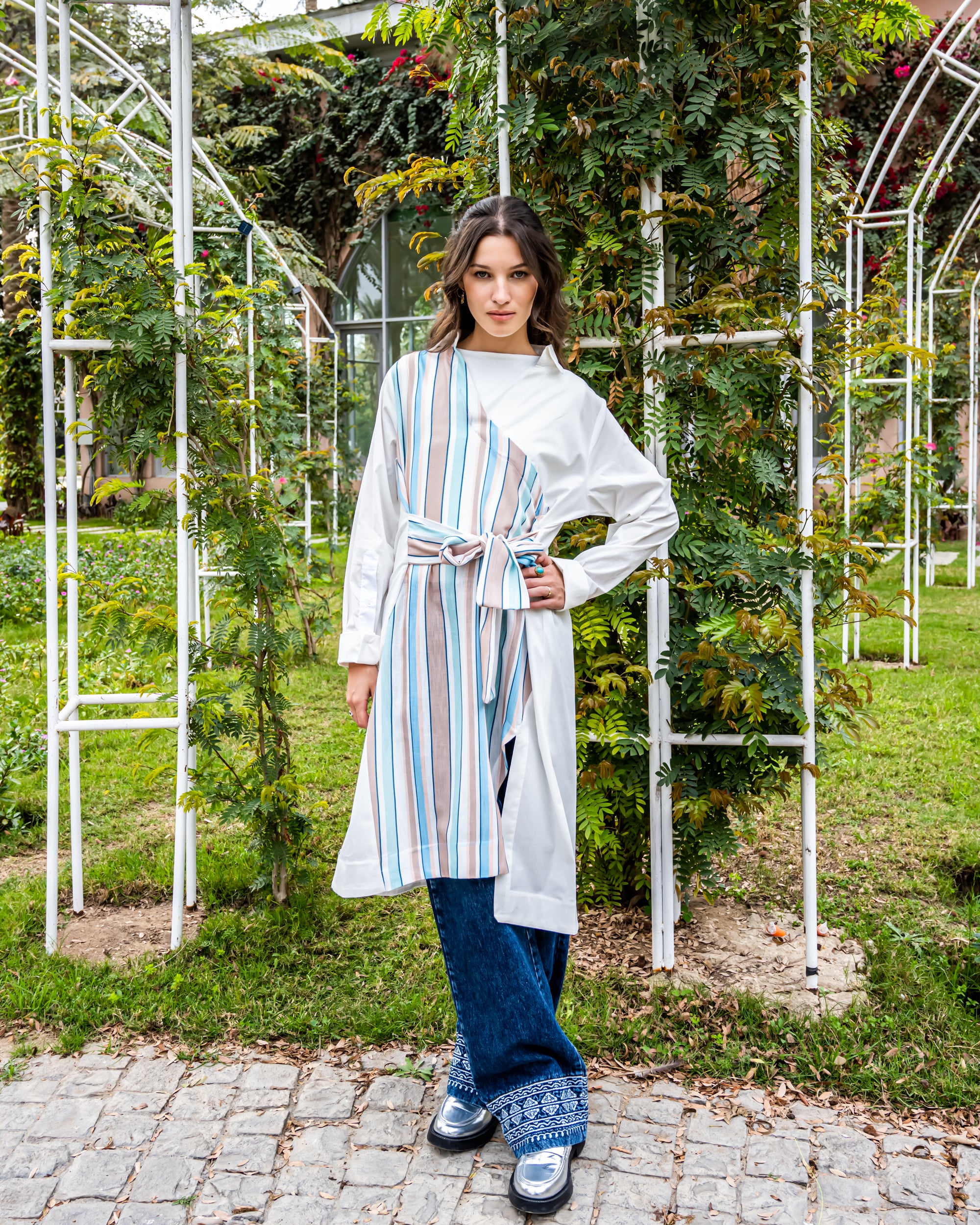MIXED LONG BLOUSE -MIXED COLOR