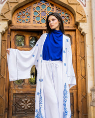 sleeveless drapped top-BLUE