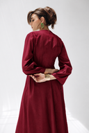SCARLET ELEGANCE LINEN DRESS -RED