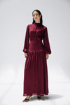 SOFT SATIN DRESS -MAROON