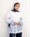 EMBROIDERED LONG SHIRT-WHITE