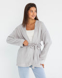 EMBROIDERY CARDIGAN-GRAY