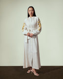 EMBROIDERY LONG SHIRT DRESS-OFF WHITE