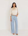 FITTED SATIN SHIRT-BEIGE