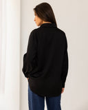 FITTED SATIN SHIRT-BLACK
