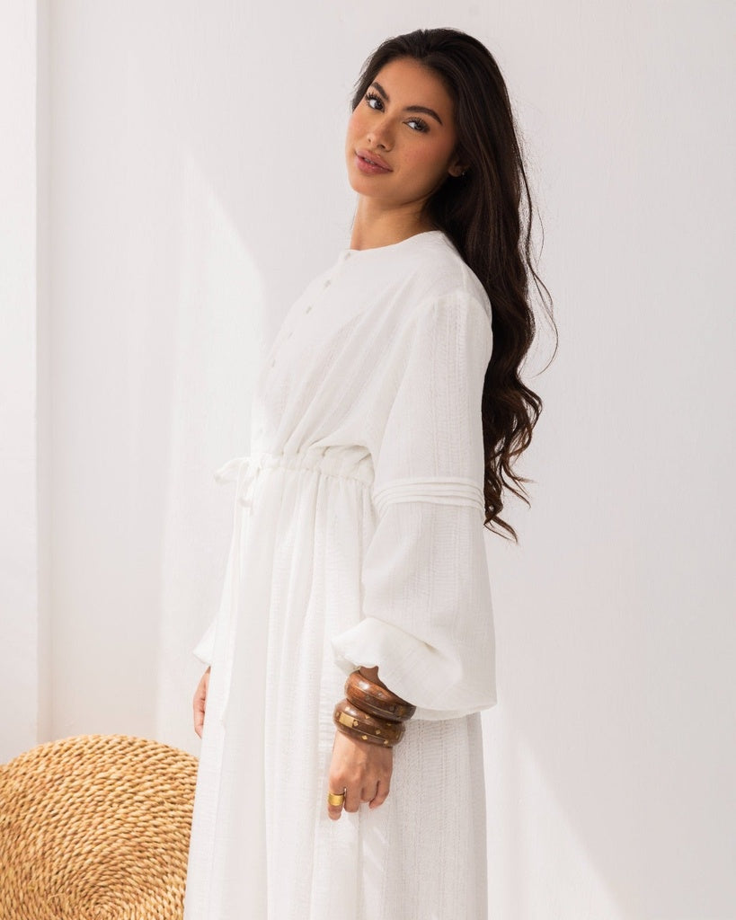 FLOWY LINEN DRESS-OFF WHITE Pistage FLOWY LINEN DRESS-OFF WHITE Pistage