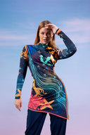 GALAXY STAR SWIMSUIT TOP-BLUE BLACK