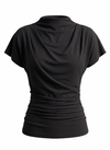 DRAPED COWL TOP - BLACK