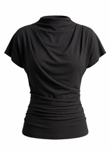 DRAPED COWL TOP - BLACK