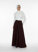 PLAIN WIDE LEG PANT –BROWN