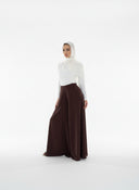 PLAIN WIDE LEG PANT –BROWN