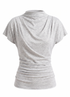 DRAPED COWL TOP -LIGHT GRAY