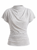 DRAPED COWL TOP -LIGHT GRAY