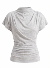 DRAPED COWL TOP -LIGHT GRAY