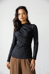 DRAPED ELEGANCE TOP -BLACK