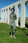 DRAPPED SWIMSUIT TOP-OLIVE