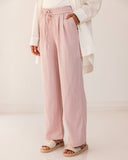 HIGH WAIST WIDE LEG PANTS-PINK