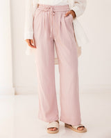 HIGH WAIST WIDE LEG PANTS-PINK