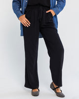 HIGH WAIST WIDE LEG PANTS-BLACK